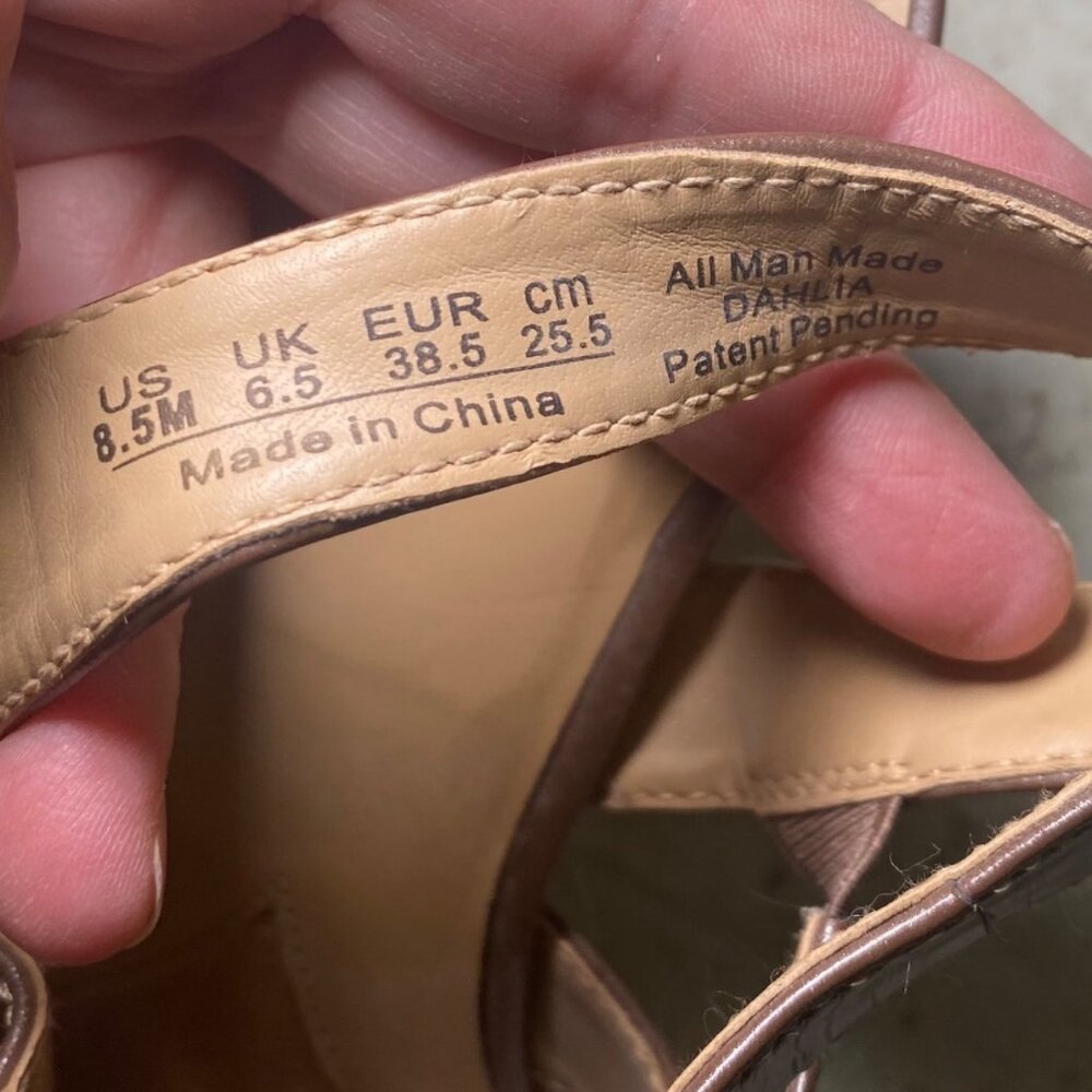 Naturalizer Brown Strappy Open-Toe Heeled‎ Sandals Size 8.5 CottageCore Casual - Picture 10 of 11